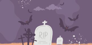 Halloween-Illustration eines Friedhofs