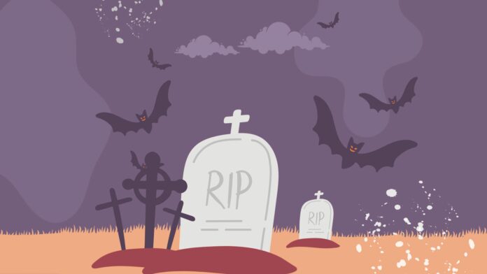 Halloween-Illustration eines Friedhofs