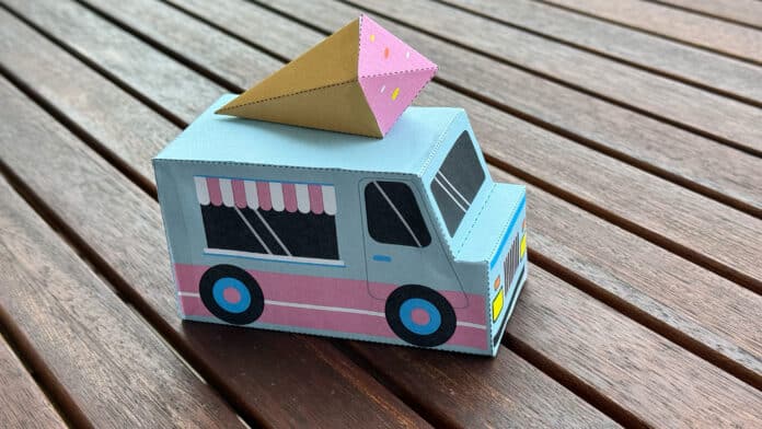 Bastelbogen für Kinder: Eiswagen