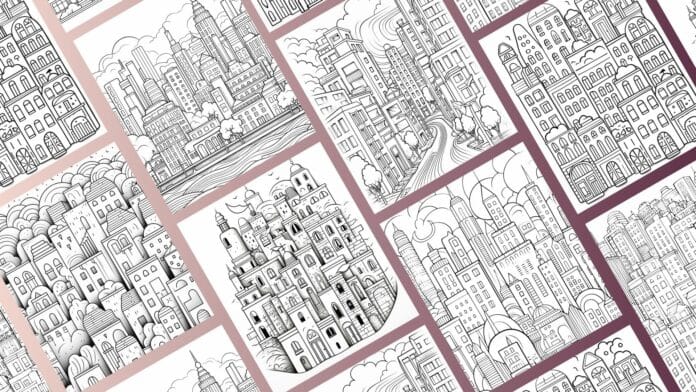 200 Städte-Ausmalbilder für Kinder und Jugendliche