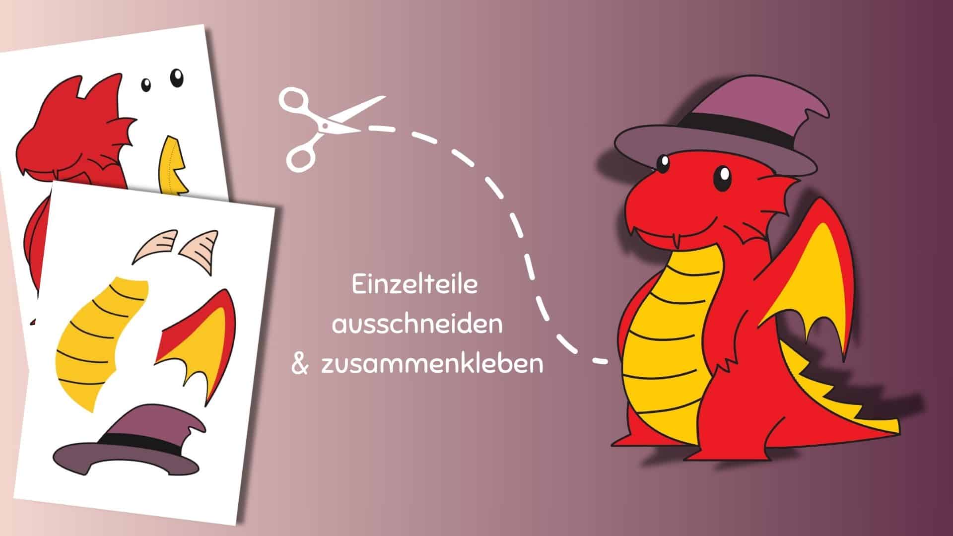 Bastel-Puzzle für Kinder: Drache