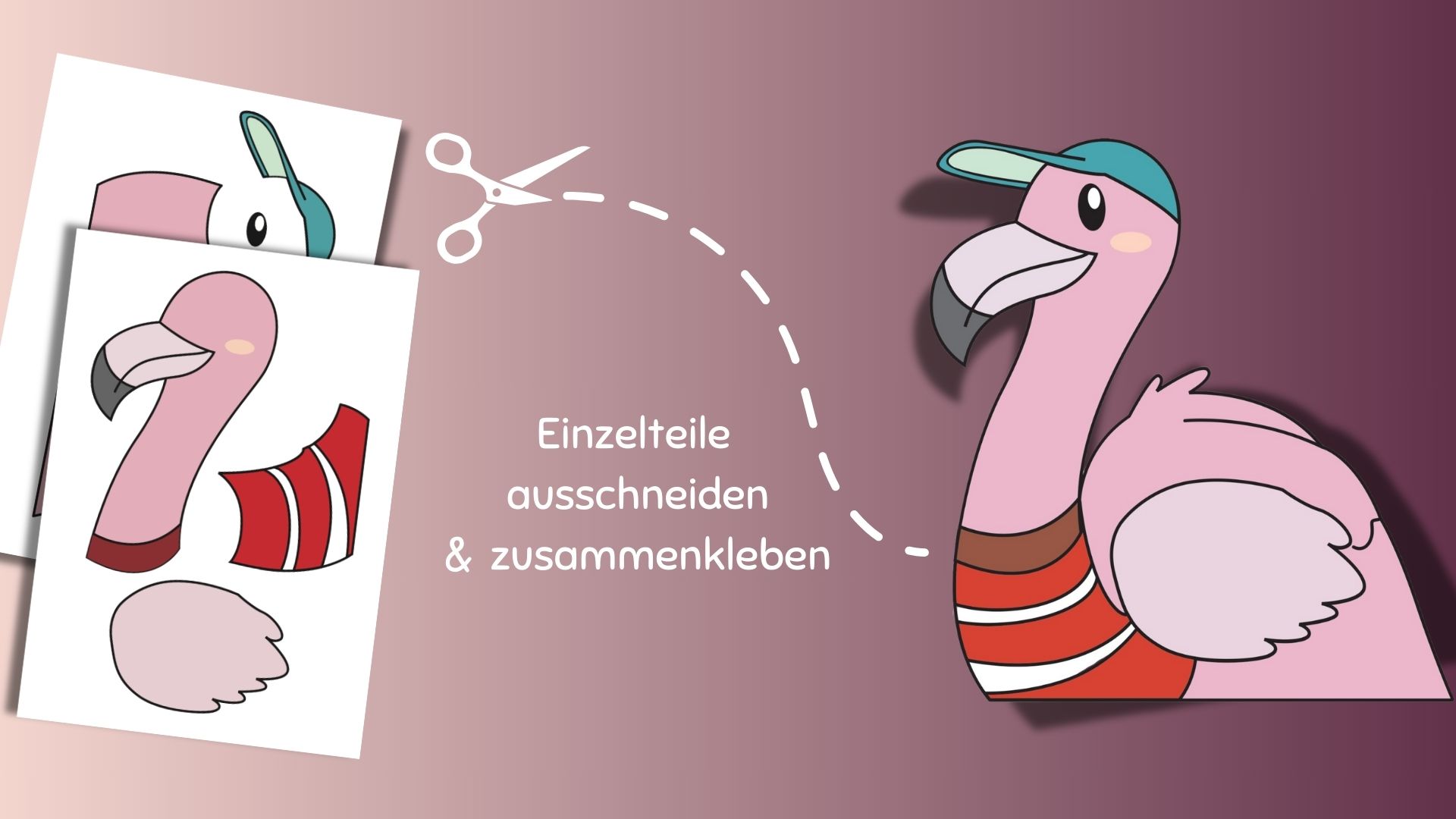 Bastel-Puzzle für Kinder: Flamingo