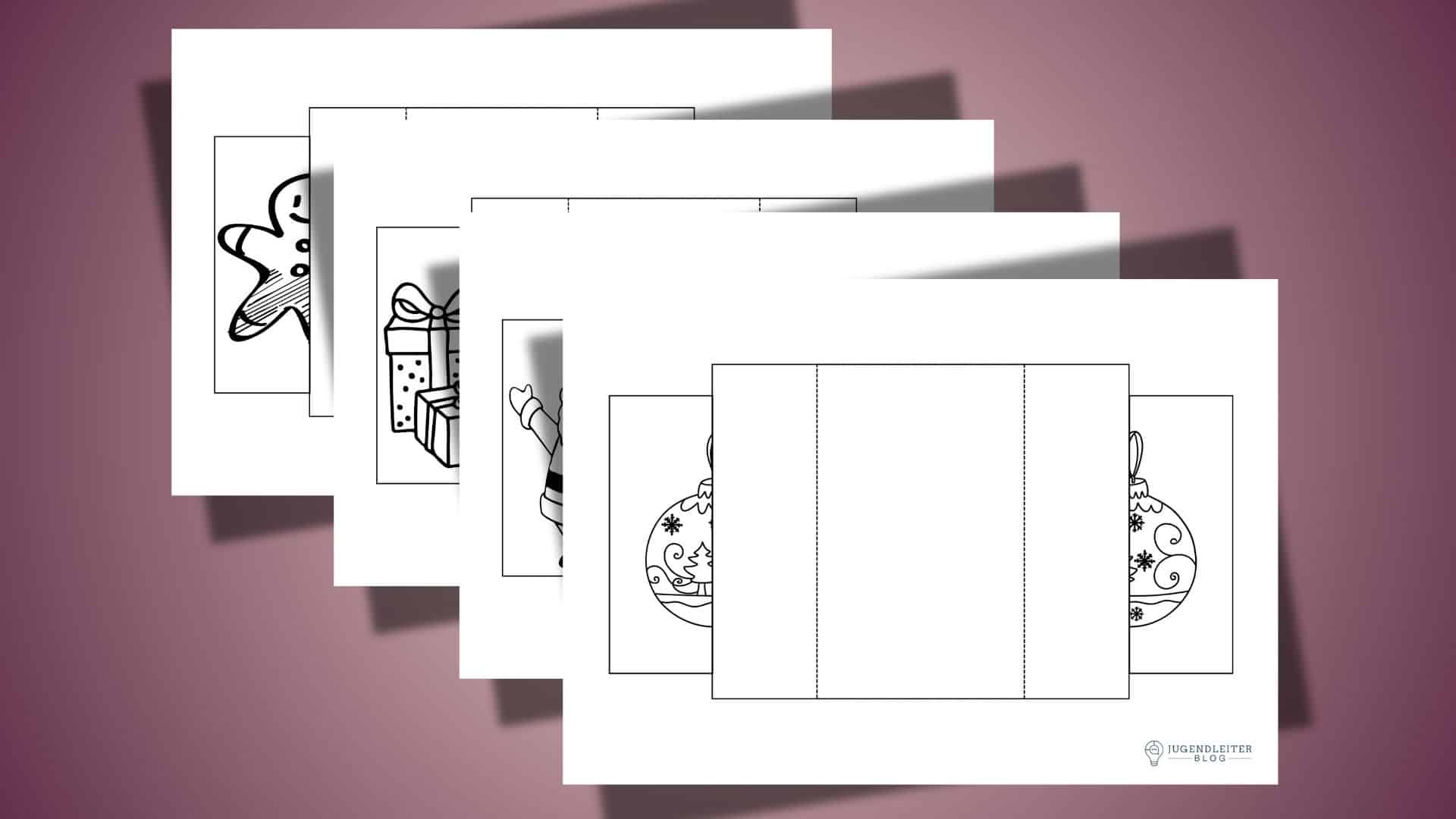 10 Weihnachts-Faltkarten als Download zum Ausmalen und Ausschneiden