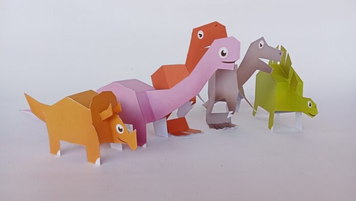 5 Dino-Bastelbögen für Kinder