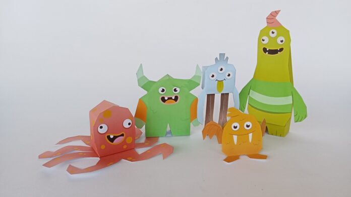 5 Monster-Bastelbögen für Kinder