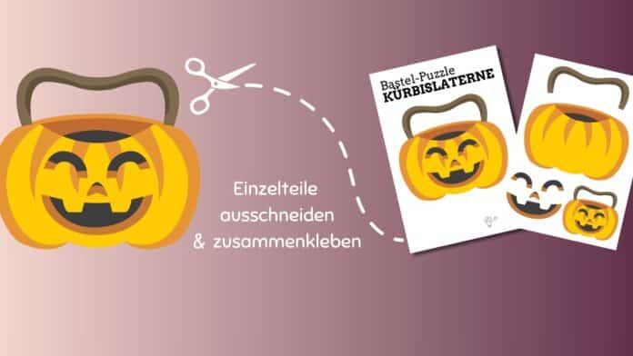 Bastel-Puzzle für Kinder: Kürbislaterne
