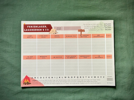 Spieleblock: "Ferienlager, Lageressen & Co."